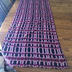 Pink, purple, & black designed fringed scarf
